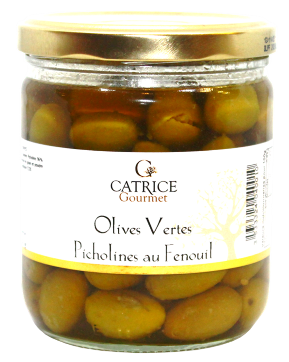 Olives Vertes Picholines au Fenouil 230g - Catrice Gourmet